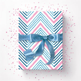 Großes Zag-Chevron in Rosa und Tief-Aqua Geschenkpapier