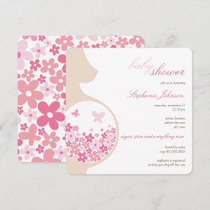 Grossesse et invitation rose de baby shower de