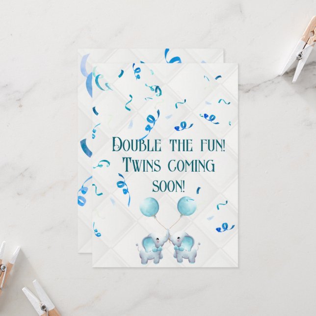 Grossesse jumelle double le Faire-part de joie (Devant/Arrière en situation)