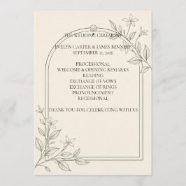 Großformatiges Oliven-Botanik-Hochzeitsprogramm 5x Programm