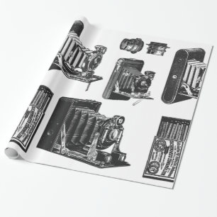 Großformatkameras Vintage Retro Geschenkpapier