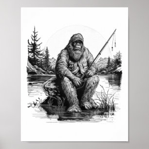 Großfuß-Angeln Angeln Lustig Sasquatch Fisch Poster