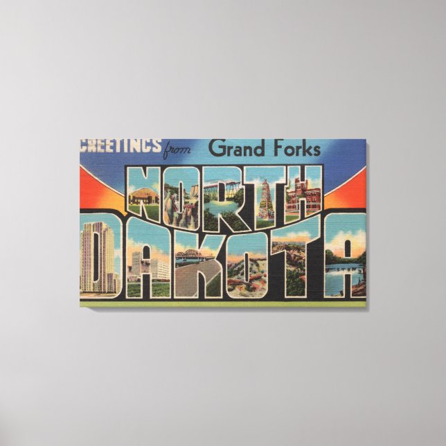 Großgabeln, Nord-Dakota - Großbuchstabe Leinwanddruck (Vorderseite)