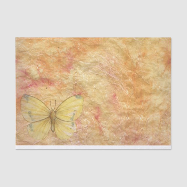 Grossgelber Schmetterling Pink Light Gold Hintergr Seidenpapier (Vorderseite)