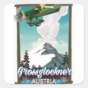 Großglockner-Gebirge Österreichisches Reiseplakat Quadratischer Aufkleber