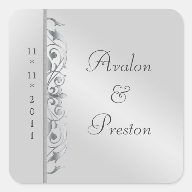 Großherzogin Silver Scroll Save the Date Aufkleber (Vorderseite)