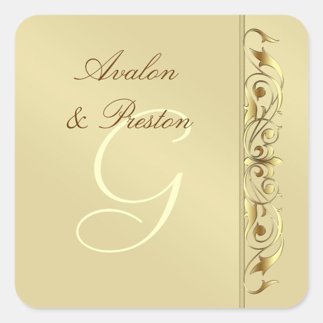 Großherzogtum Imitate Goldscroll Monogram Sticker (Vorderseite)