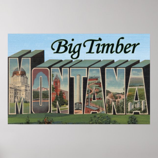 Großholz, Montana - Große Briefmarkenszenen Poster (Vorne)
