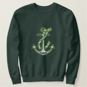 Großkapitän Smile Anchor Rope bestickt Design Besticktes Sweatshirt