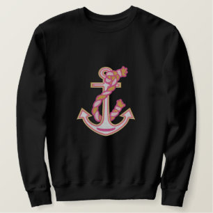 Großkapitän Smile Anchor Rope bestickt Design Besticktes Sweatshirt