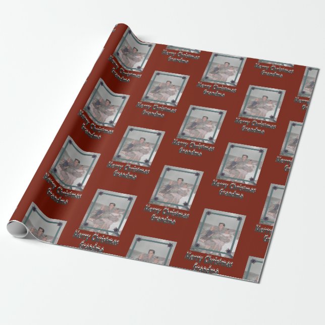 Großkinder Foto Frohe Weihnachten Oma Red Geschenkpapier (Ungerollt)