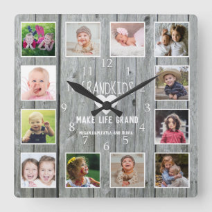 Großkinder machen das Life Grand Quote Rustikales Quadratische Wanduhr