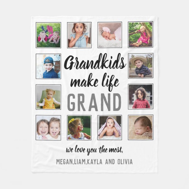 Großkinder machen lebensgroßes Zitat 12 FotoCollag Fleecedecke (Vorderseite)
