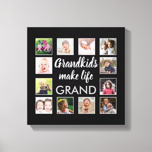 Großkinder machen lebensgroßes Zitat 12 FotoCollag Leinwanddruck (Vorderseite)