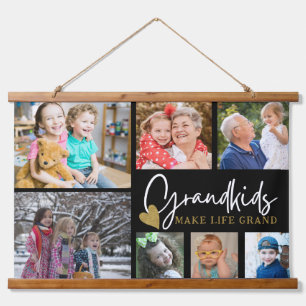 Großkinder machen lebensgroßes Zitat 7 FotoCollage Wandteppich Mit Holzrahmen