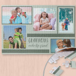 Großkinder machen Life Grand Green 5 Foto Collage<br><div class="desc">Erstellen Sie Ihr eigenes Foto-Puzzle mit 5 Ihrer Lieblingsfotos. Das hübsche Enkel-Zitat wird von Hand geschrieben und lautet "Enkel machen das Leben groß", was es zu einem wunderbaren Geschenk für Enkel, Nana, Großeltern oder Großeltern macht. Die Fotovorlage ist für Sie bereit, um Ihre Bilder im Uhrzeigersinn von oben links hinzuzufügen....</div>