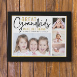 Großkinder machen Life Grand Großeltern 4 Foto Künstlicher Leinwanddruck<br><div class="desc">Ein modernes Foto-Collage Geschenk für Großeltern mit einem sentimentalen Zitat: "Großkinder machen das Leben großartig".Persönlich mit 4 Bildern und Enkeln-Namen,  um es zu einem unvergesslichen Geschenk für den Weihnachtsmüttertag,  den Großeltertag und den Geburtstag zu machen.</div>