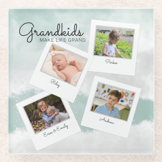 Großkinder machen Life Grand Großkinder Foto Glasuntersetzer (Vorderseite)