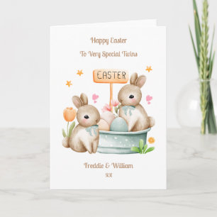 Großkinder Twin Boys Ostersonnige Rabbit-Karte Karte