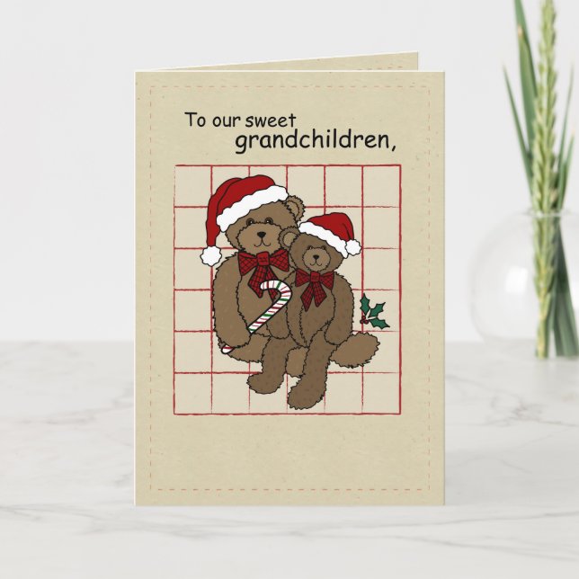Großkinder Weihnachtsland Teddy Bears Feiertagskarte (Vorderseite)