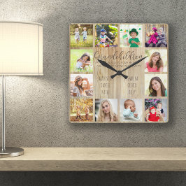 Grosskinder zitieren 12 Foto Holz Custom Square Quadratische Wanduhr
