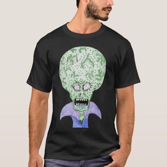 Großkopf-Alien-Sci-Fi-Cartoon T-Shirt (Vorderseite)