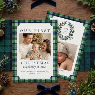Großmillennial-Baby Erstes Weihnachten Tartan Foto