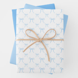 Großmillennial Blaues Schleifen Geschenkpapier-Set Geschenkpapier Set