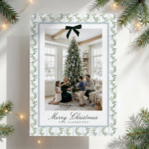 Großmillennial-grüne-Bow-Weihnachtsfotokarte
