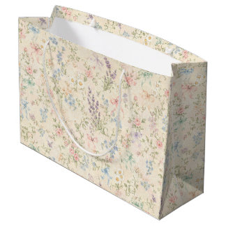 Großmillennial Pastell-Blumen-Geschenktasche groß Große Geschenktüte