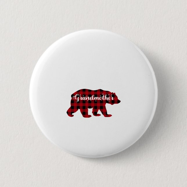 Großmutter Bear Buffalo Kariert Matching Family Button (Vorderseite)