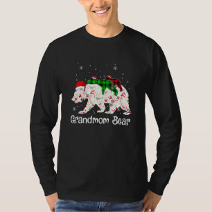 Großmutter Bear Two Cubs Grün Karierter Weihnachts T-Shirt