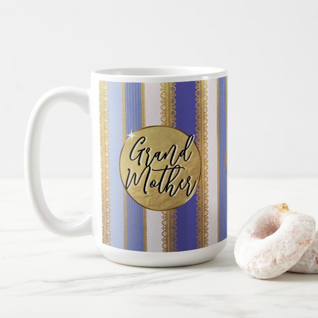 Großmutter Blue Bougie Stripes Tasse (Mit Donut)
