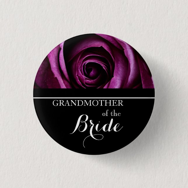 Großmutter der Braut Hochzeitsstiraden Rote Rosen Button (Vorderseite)