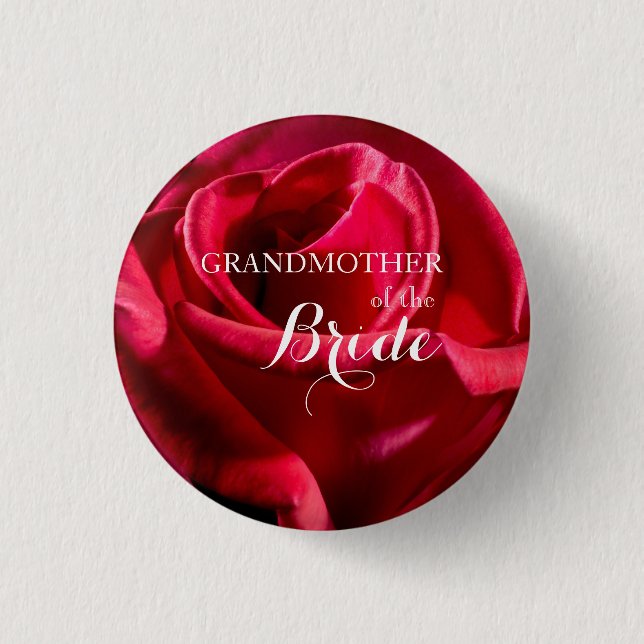 Großmutter der Brauthochzeit-Rote Rose Button (Vorderseite)