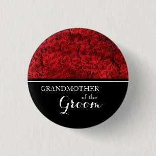 Großmutter der Bräutigam-Hochzeits-Roten Rosen Button