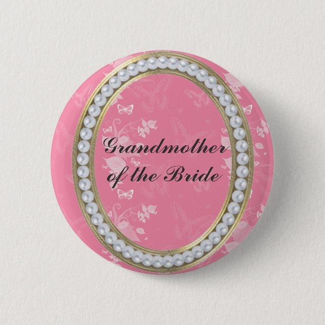 Großmutter der Bride Pearls Schmetterlinge Button (Vorderseite)