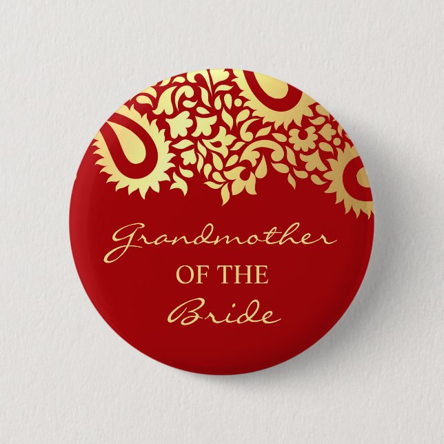 Großmutter des Braut Paisleys Hochzeits-Knopfes Button (Vorderseite)