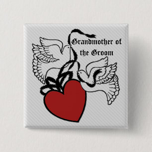 Großmutter des Bräutigam-Herz-Tauben-Knopfes Button