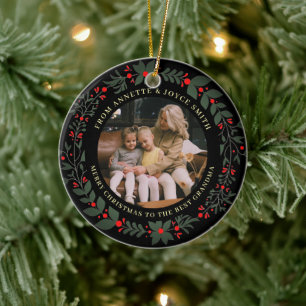 Großmutter Eleganter Kranz Foto Weihnachten Keramik Ornament