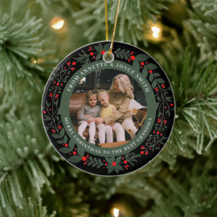 Großmutter Eleganter Kranz Foto Weihnachten Keramik Ornament