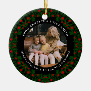 Großmutter Eleganter Kranz Foto Weihnachten Keramik Ornament
