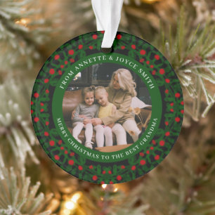 Großmutter Eleganter Kranz Foto Weihnachten Ornament