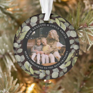 Großmutter Eleganter Kranz Foto Weihnachten Ornament