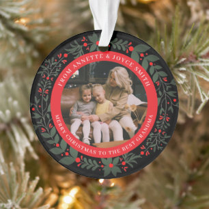 Großmutter Eleganter Kranz Foto Weihnachten Ornament
