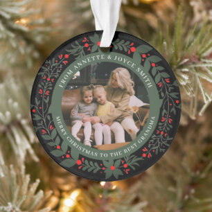 Großmutter Eleganter Kranz Foto Weihnachten Ornament