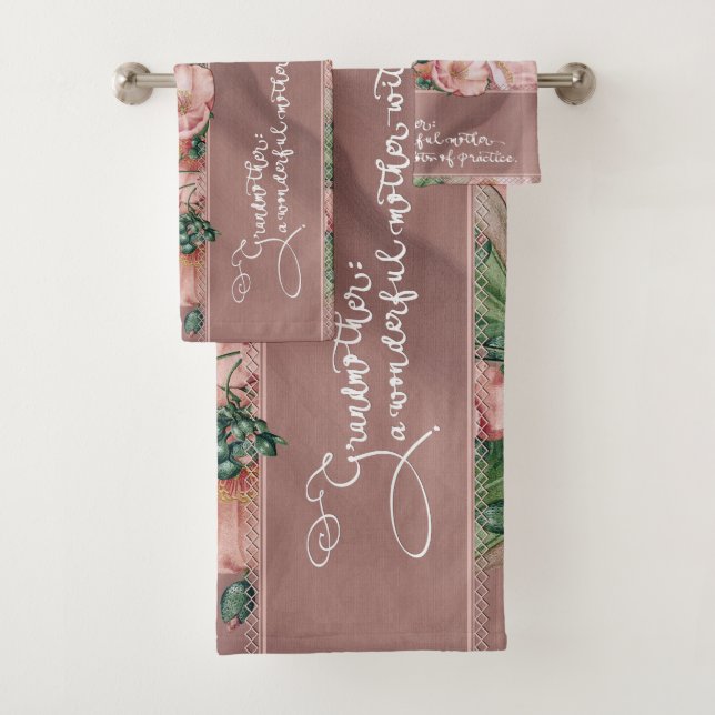 Großmutter Floral Badetuch Set mit Zitat (Insitu)