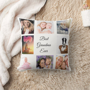 Großmutter Foto Collage weiß Kissen