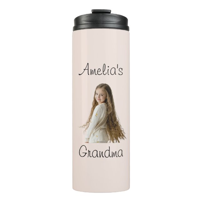 Großmutter-Geschenk - Name und Foto - Thermosbecher (Vorderseite)