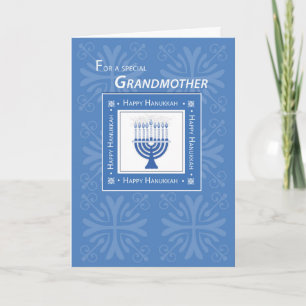 Großmutter Hanukkah wünscht Blue Menorah Feiertagskarte